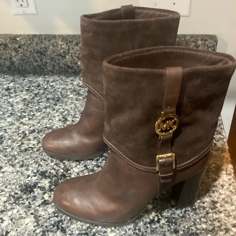 Sale! Michael Kors Heeled Ankle Boots women leather suede Sz 10